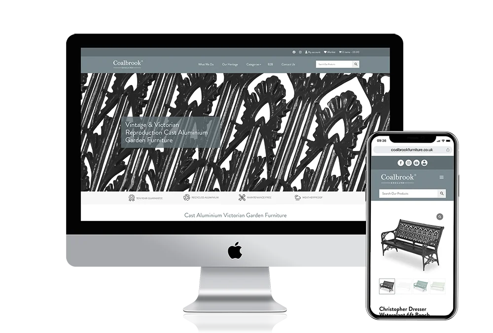 Coalbrook Furniture Website Mockup on an iMac and iPhone