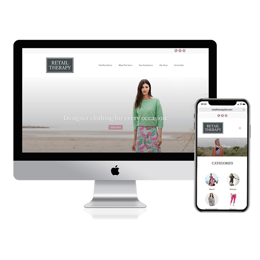 Retail Therapy Website mockup