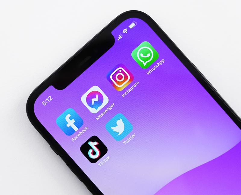 Social media apps on an iphone
