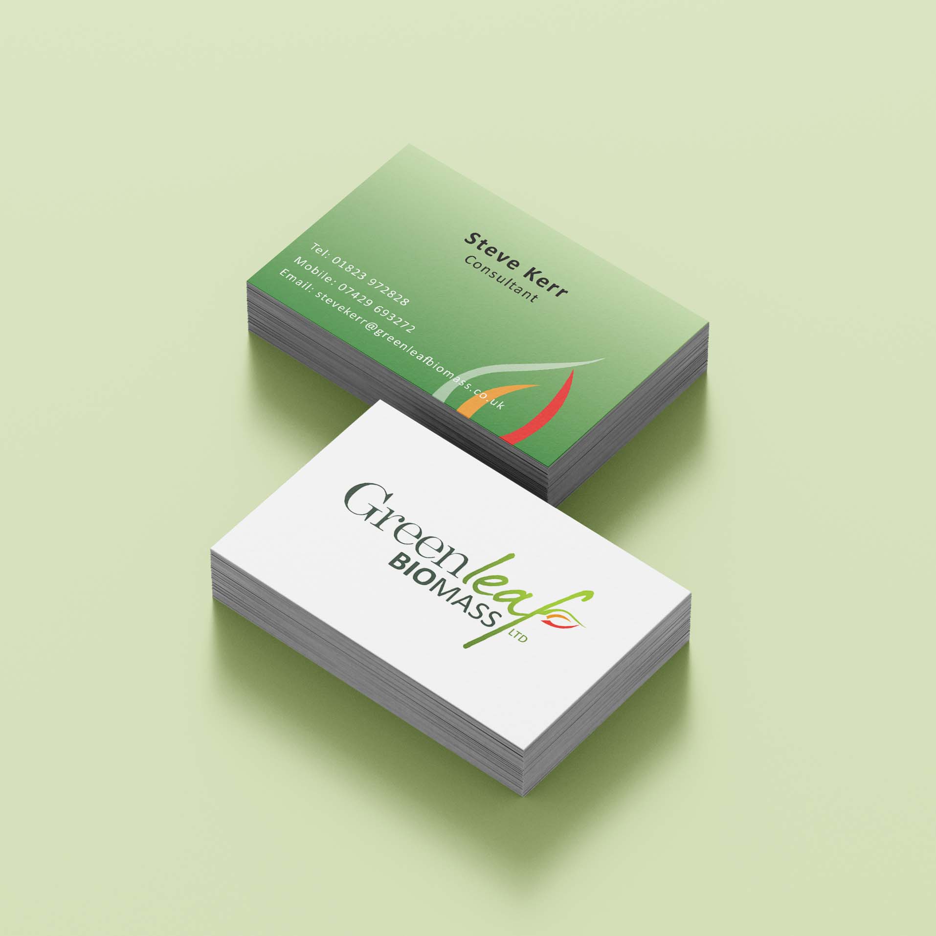 Green leaf business card design