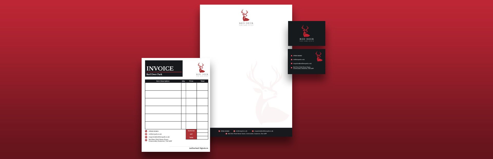 Red deer park stationery design 