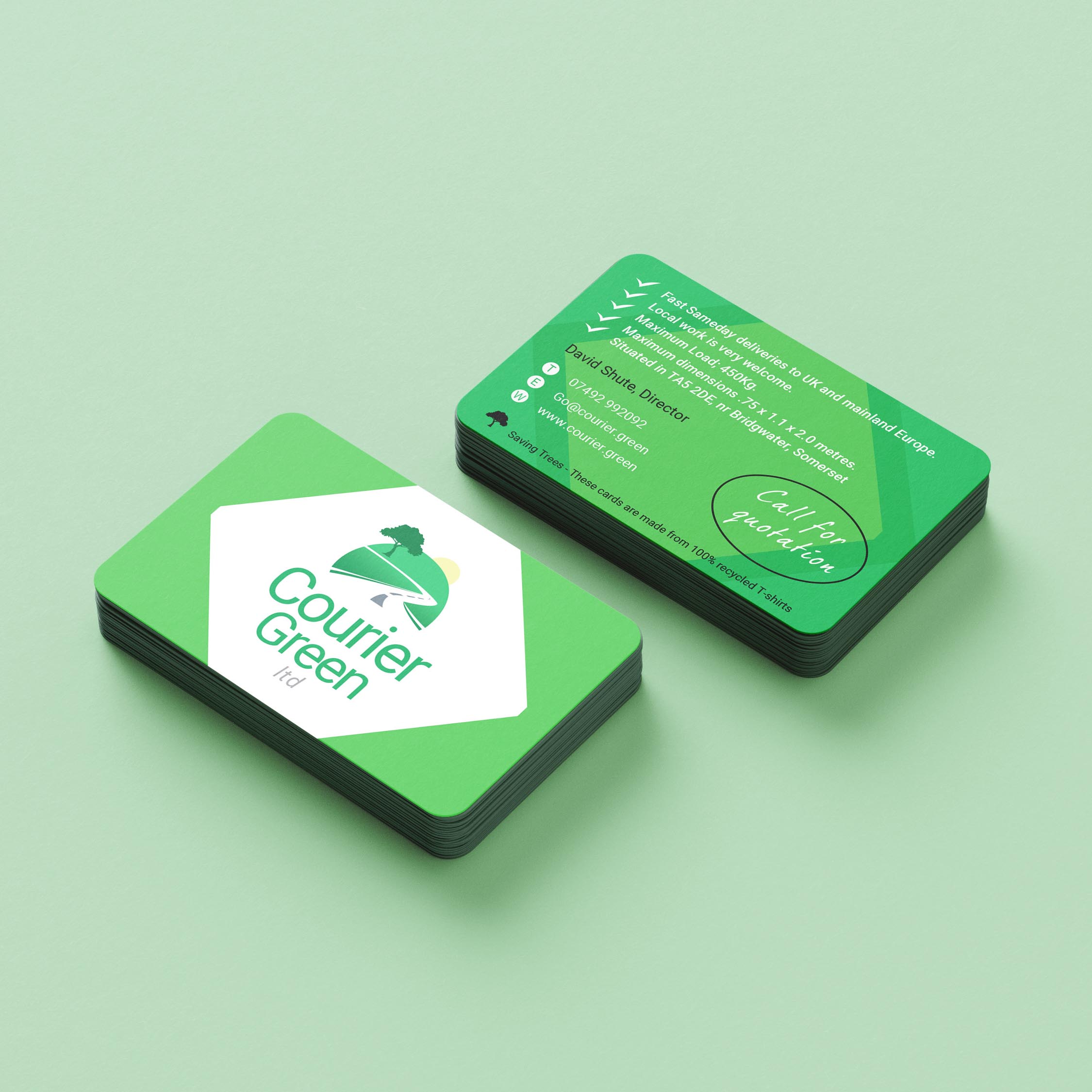 Courier Green business card design