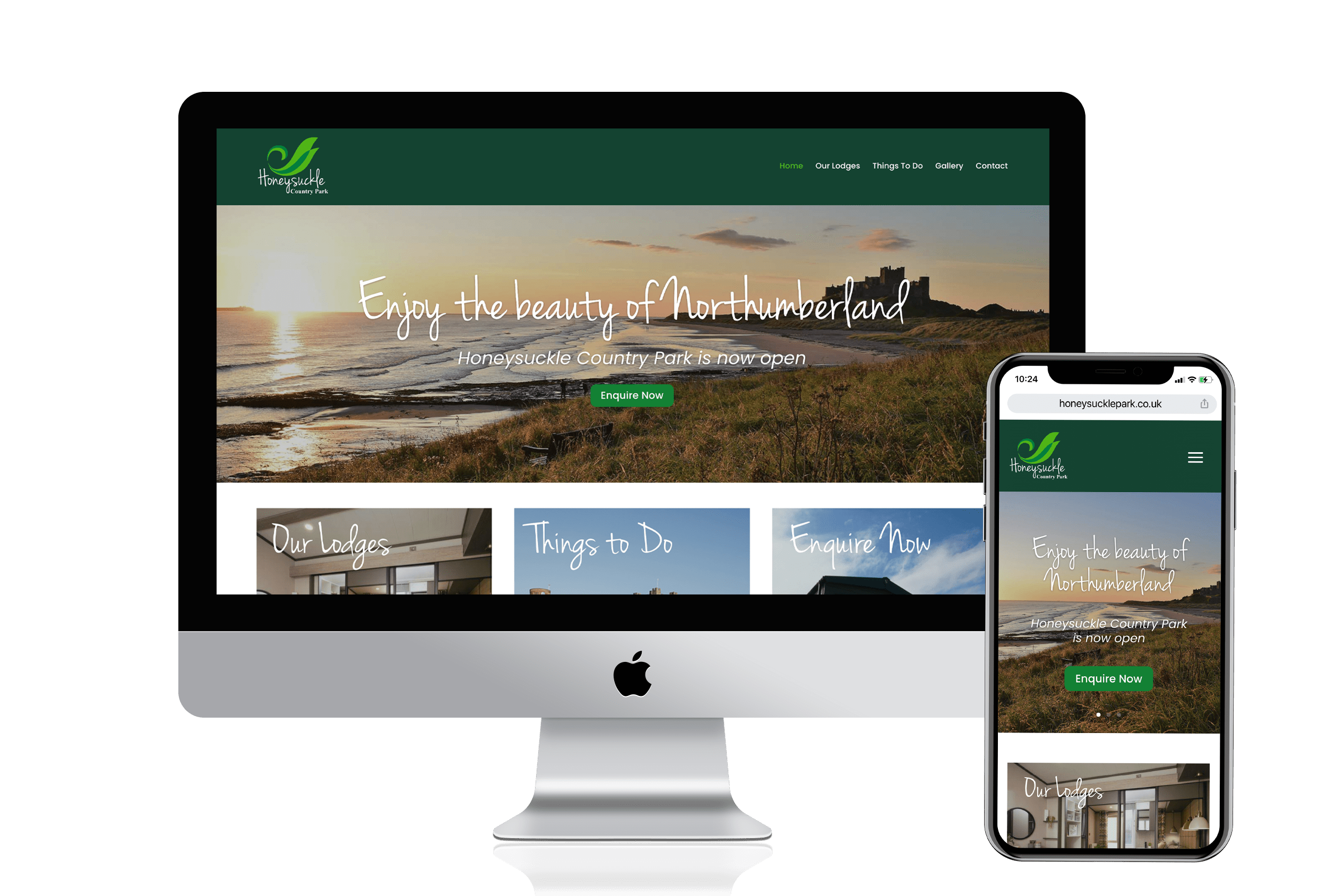 Honeysuckle country park new website mockup