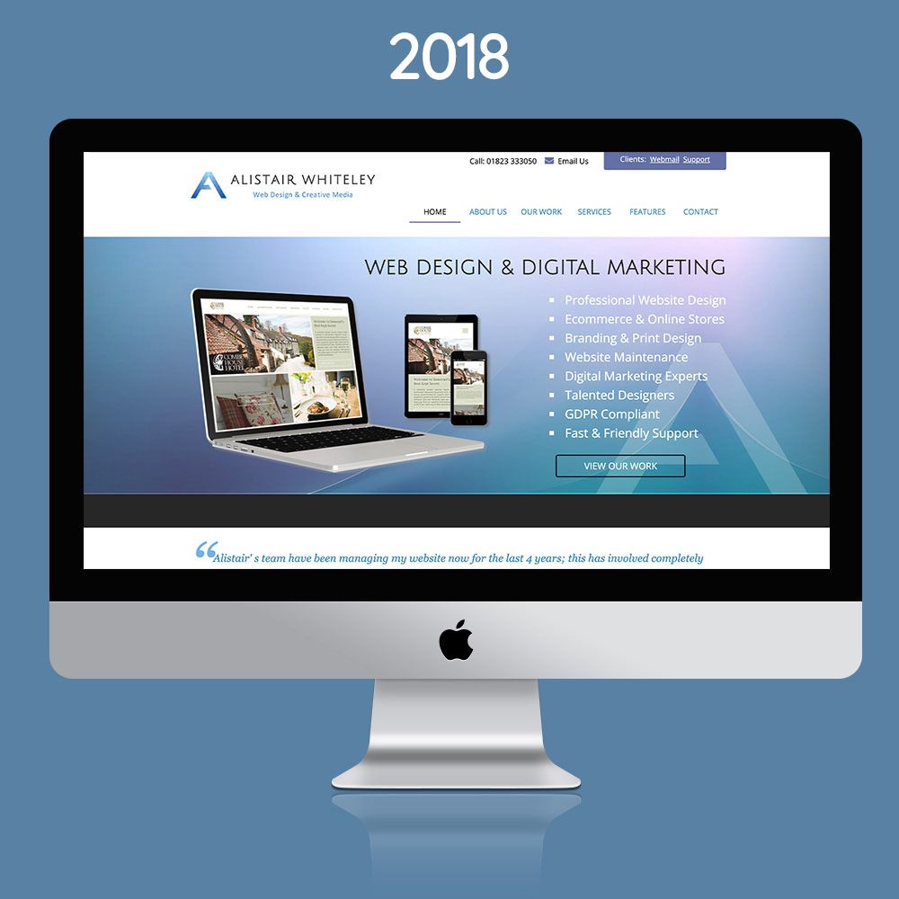 A mockup showing the Alistair Whiteley Web Design website in 2018