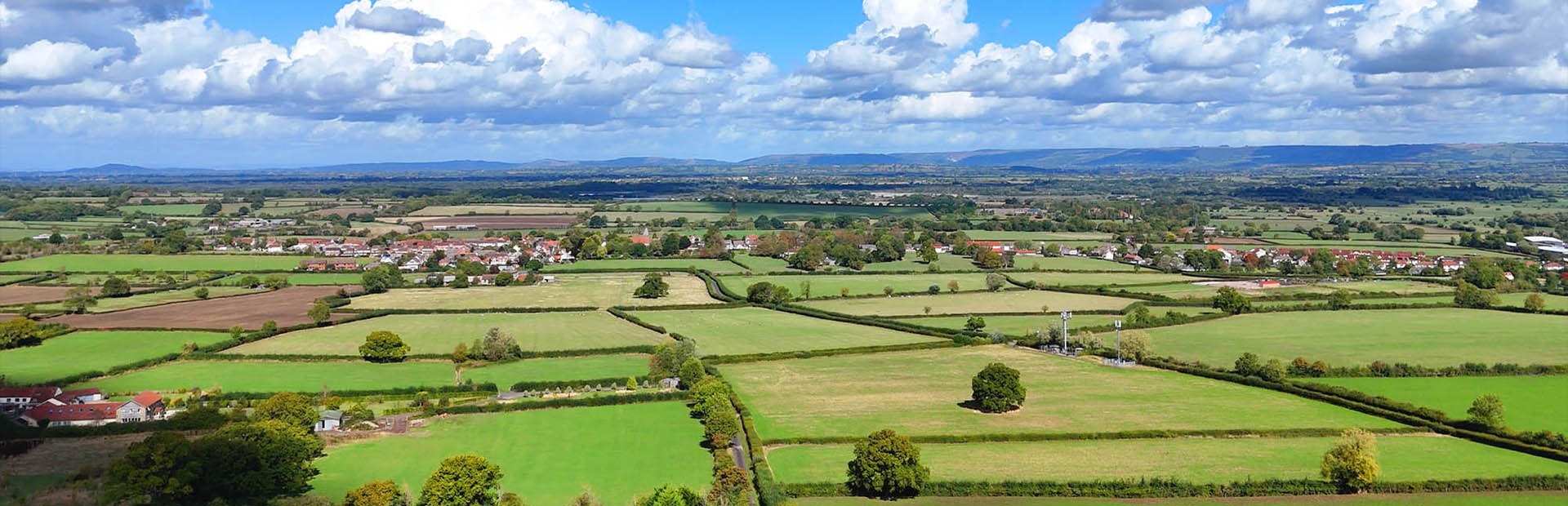 Drone shot of the somerset countryside