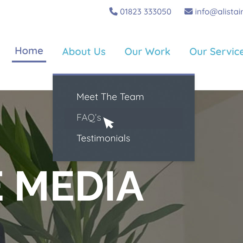 FAQ Page in the menu on our website