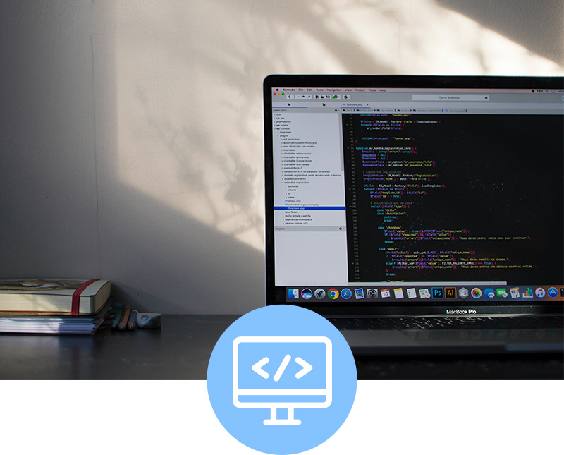 Website development on a laptop