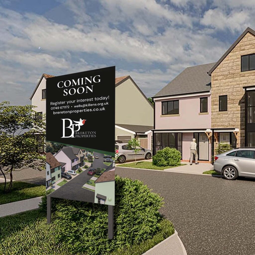 Brereton properties house sign design, shown as a mockup