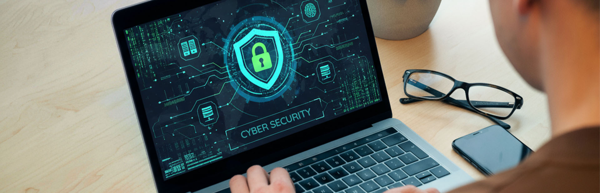 A laptop showing cyber security 