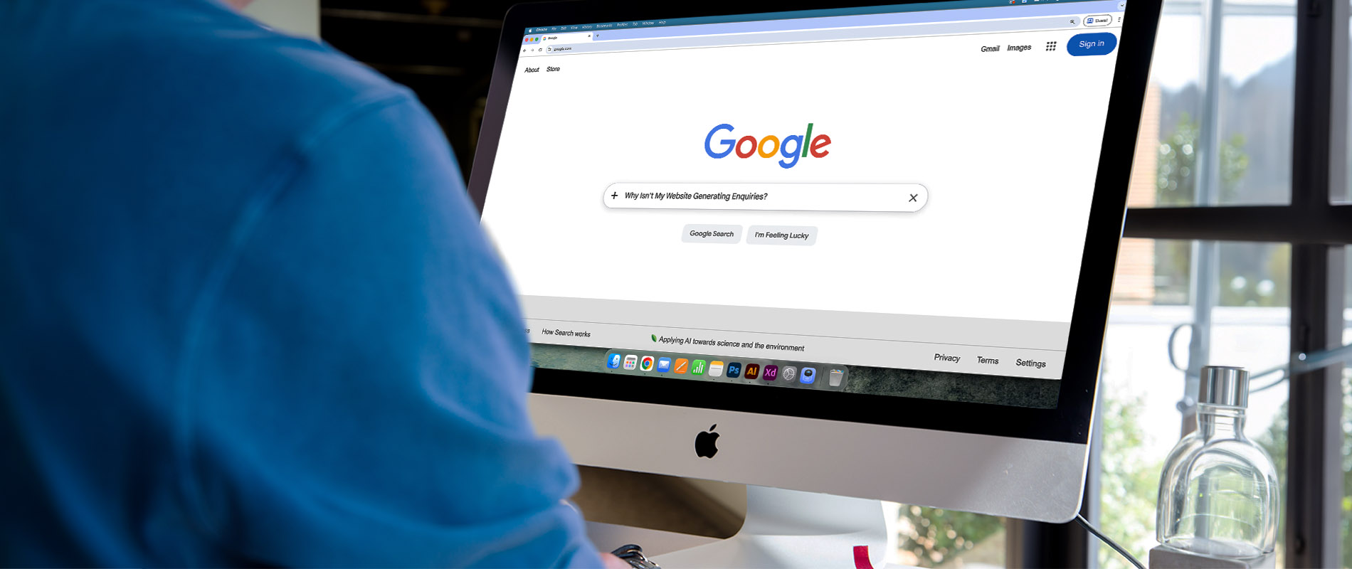 A man searching on his computer on google why isnt my website generating enquiries