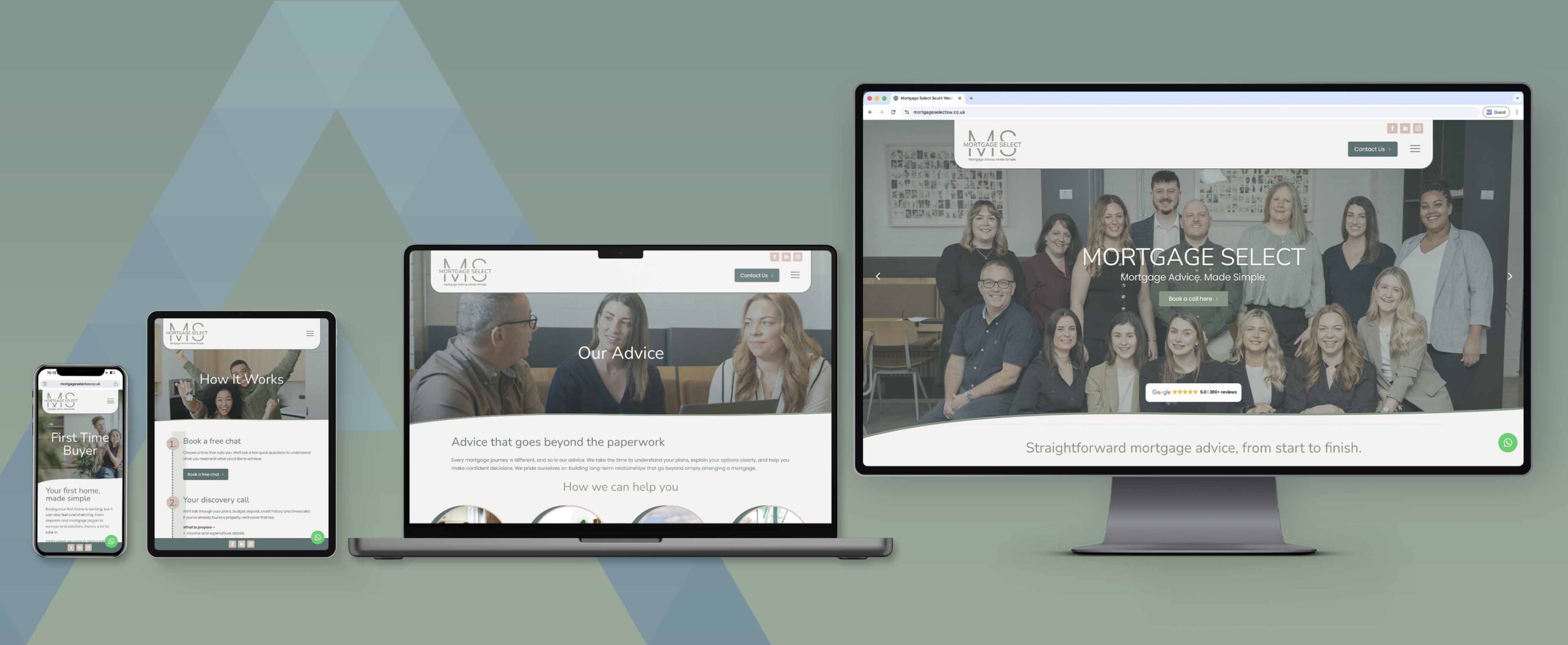 Mortgage Select - Reponsive Mockup showing desktop computer, laptop, tablet and phone