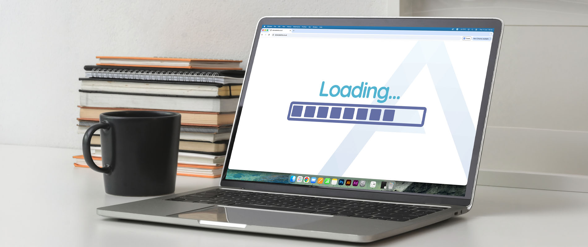 Slow Websites A slow website showing a loading bar on a laptop